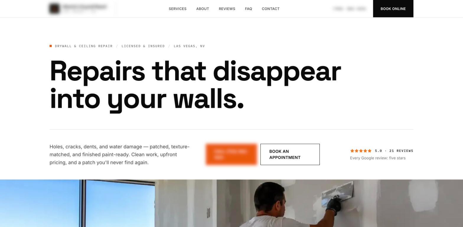Concept site for a drywall repair company in Las Vegas, built in Astro